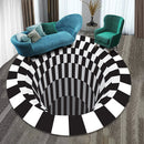 3D Vortex Carpet Black White Grid Bottomless Hole Illusion Rug Living Room Bedroom Anti-Slip Floor Mats Home Fashion Carpet Rugs - Addy Mart