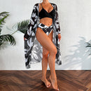 New Bikini Three-piece Women's Swimsuit Black And White Printed Swimming - Addy Mart