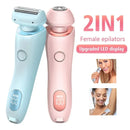 2 In 1 Hair Removal Epilator USB Rechargeable Trimmer Women Body Razor Face Leg Armpit Bikini Hand Pubic Shaver Hair Remover - Addy Mart