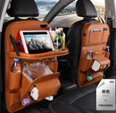 PU Leather Car Storage Bag Multifunction Seat Back Tray Hanging Bag Waterproof Car Organizer Automotive Interior Accessories - Addy Mart